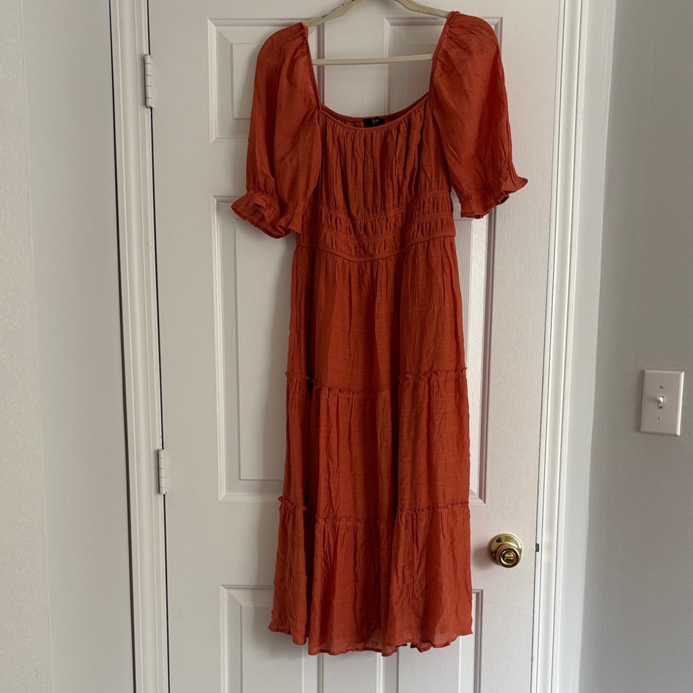 Elegant Rust Orange Fall Boho Dress